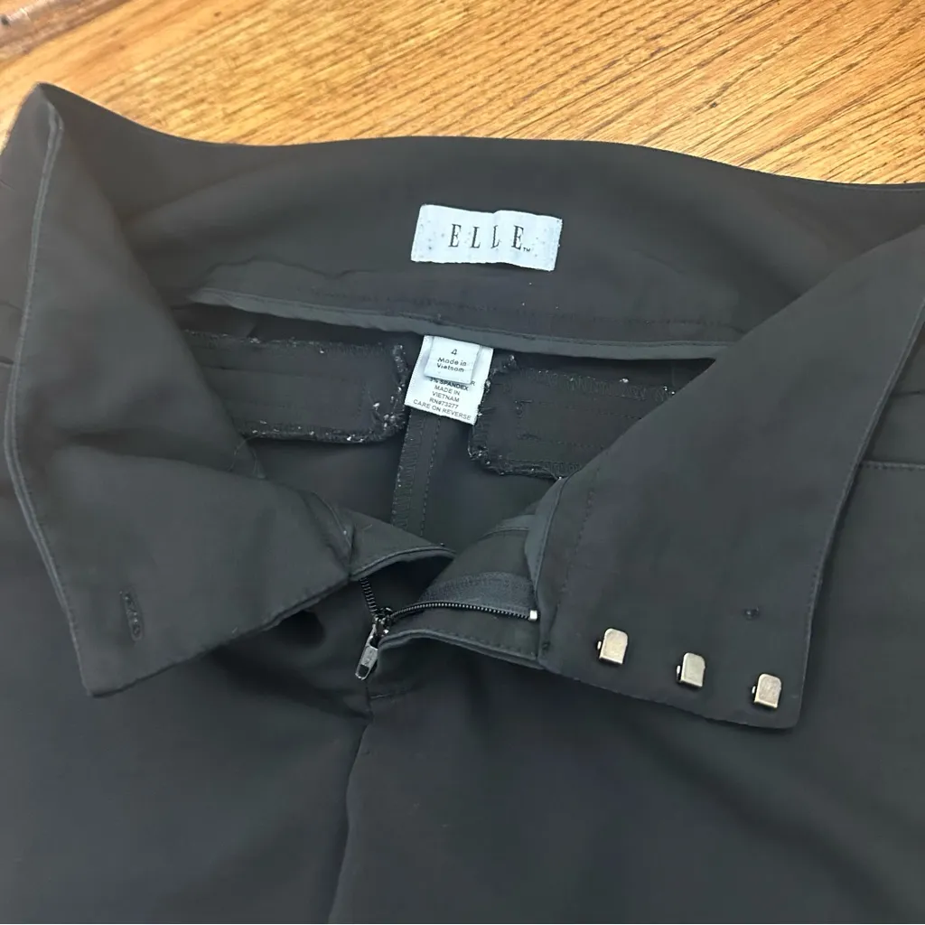 ELLE Black Dress Pants Casual Work Easy Care Fit And Flare Size 4 - Image 6