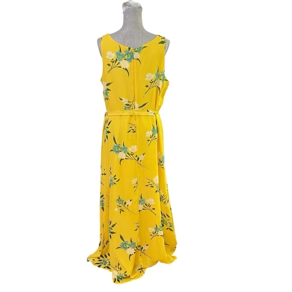 Sharagano Yellow and Blue floral Maxi Dress size 14 - Image 4