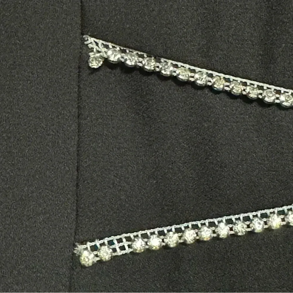 Vintage NIGHT STUDIO 1980s Black Blazer with Rhinestone Clasp and Design Size 14 - Image 3