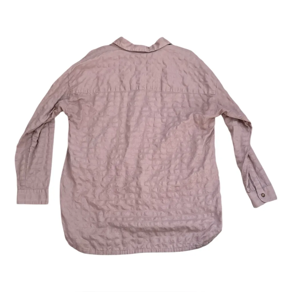 J. Jill Textured Cotton Popover High Low Button Accent Top | Mauve Pink Purple M Size M - Image 2