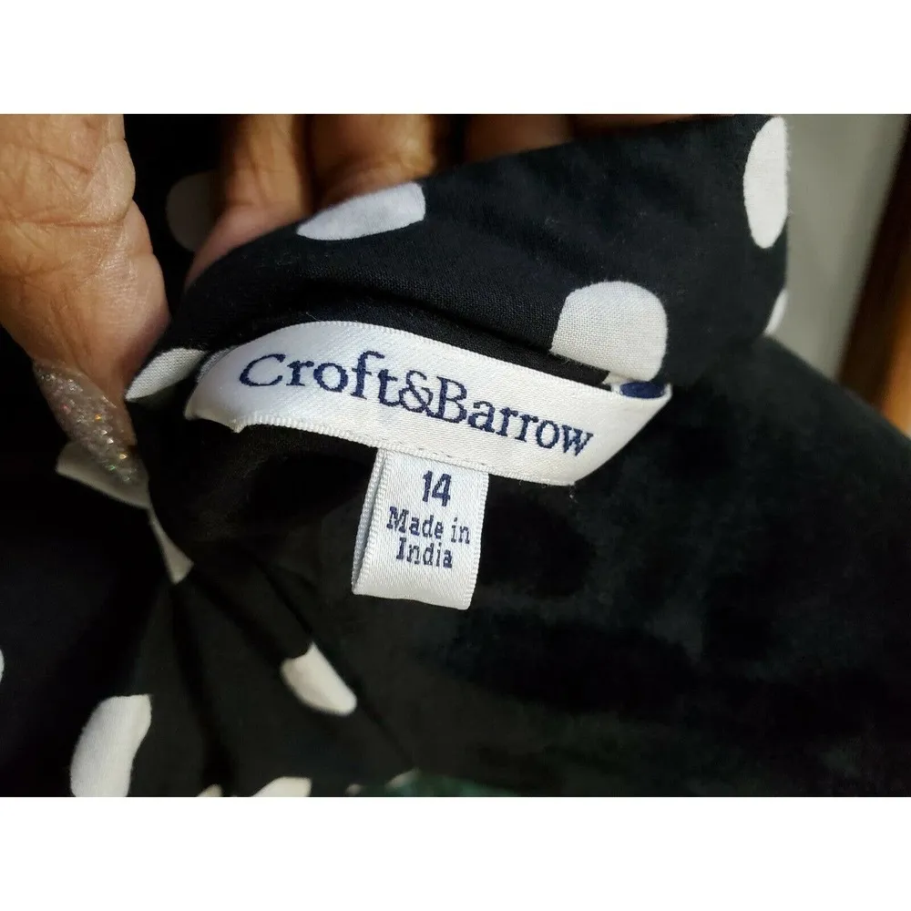 Croft & Barrow Women's Black & White Cotton Sleeveless Knee Length Dress Size 14 - Image 9