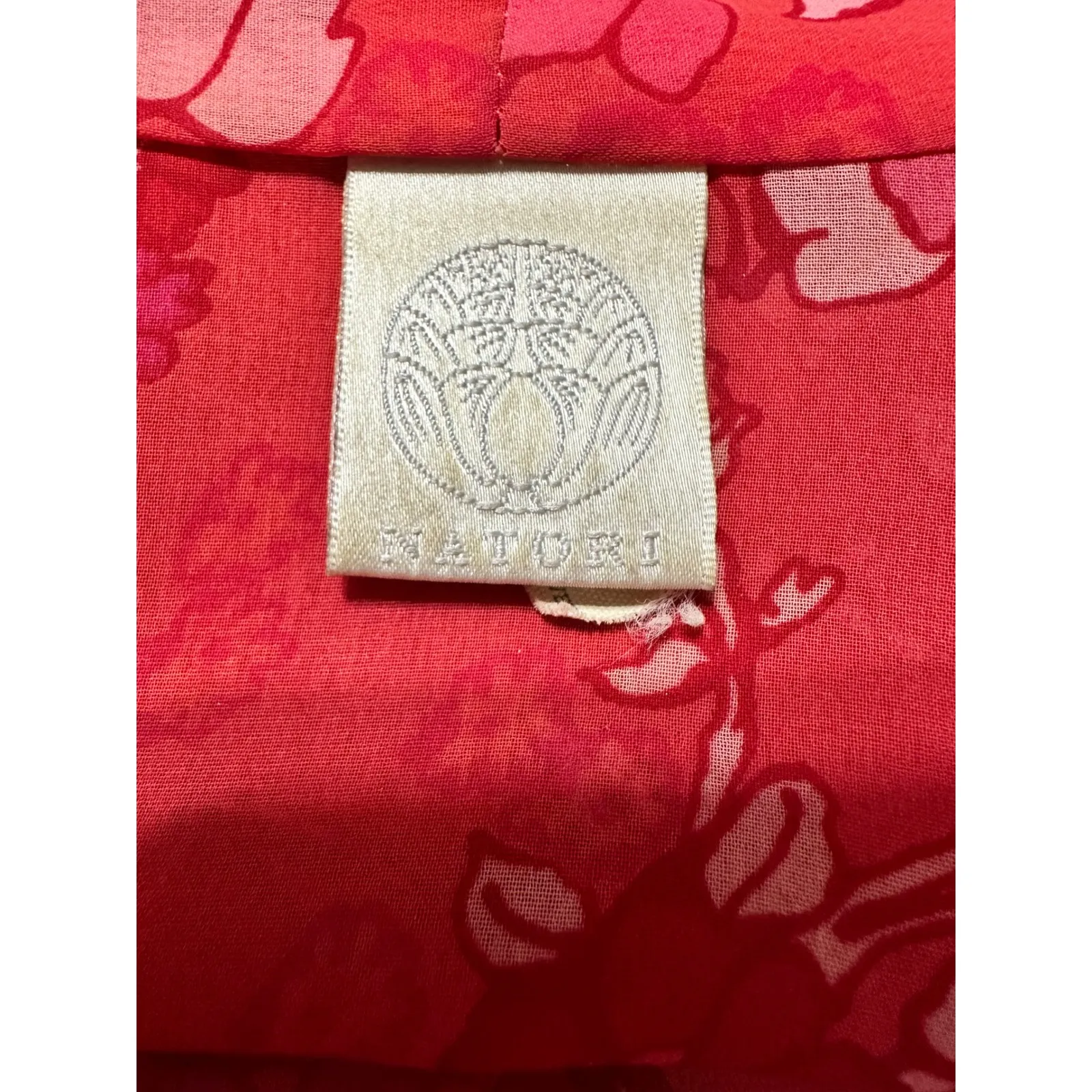 Natori Red Floral Sheer Kimono Robe Midi Length‎ Belted Lightweight Size Medium - Image 6