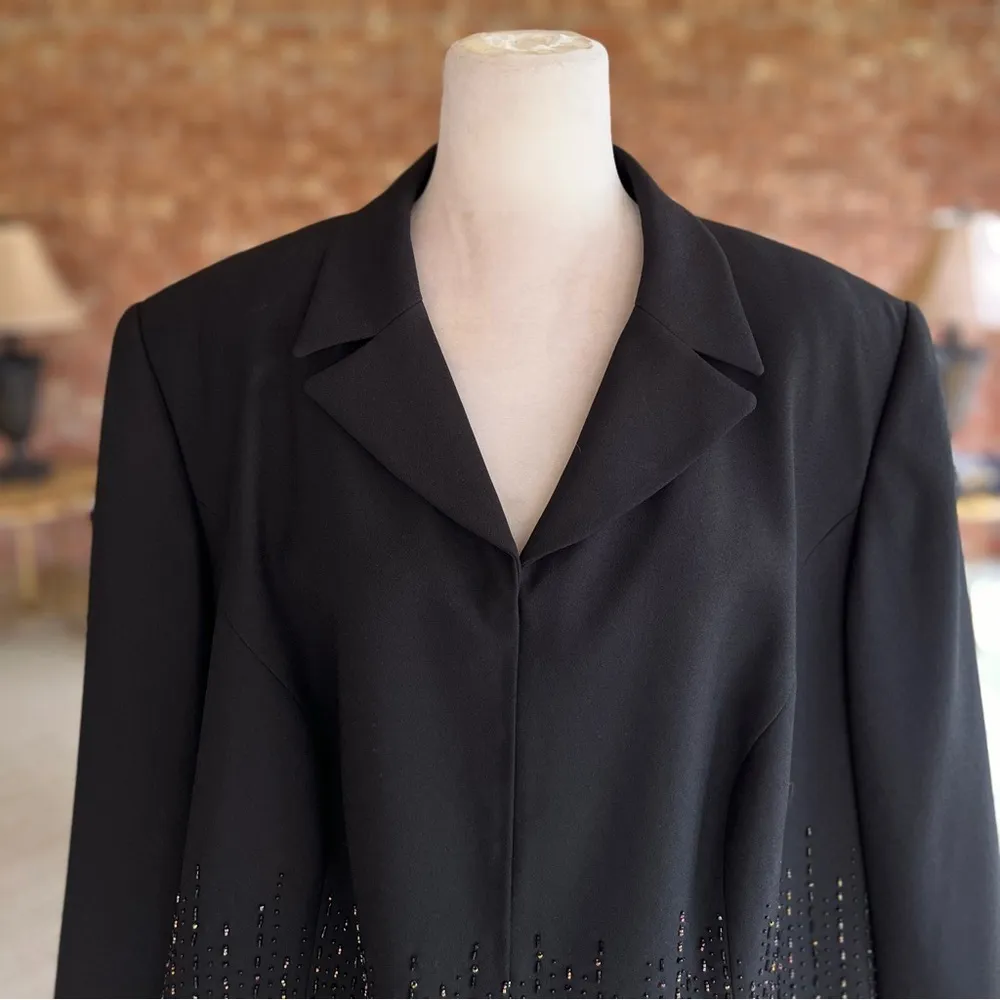 John Meyer of Norwich Blazer Beaded Fringe Black 22W Cocktail Holiday Party Chic - Image 4