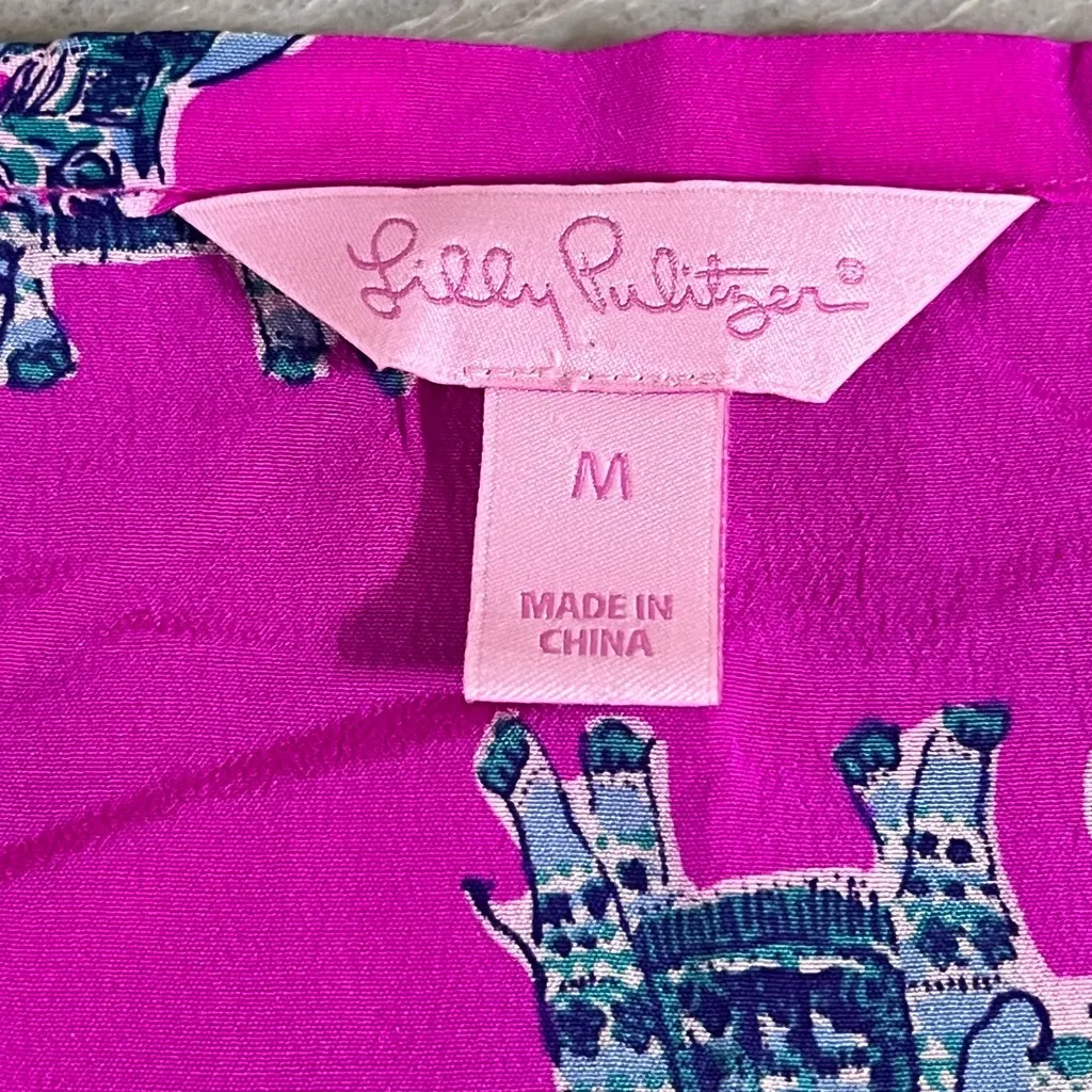 Lilly Pulitzer Magenta Bazaar Dusk Silk Tank - Image 9