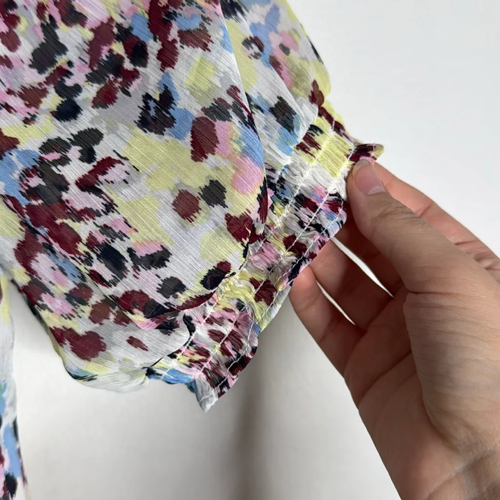 Banana Republic Factory Puff Short Sleeve Multicolor Abstract Print Blouse sz S - Image 5