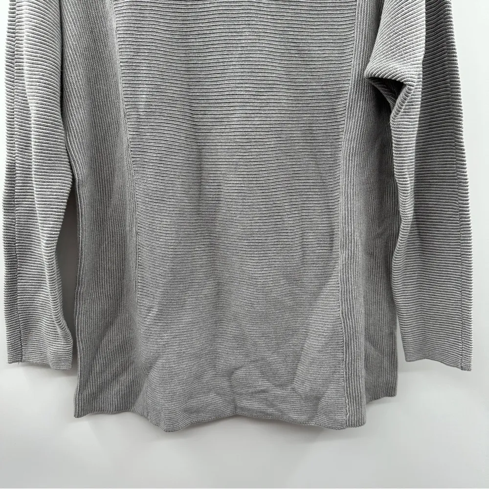 J. McLaughlin Cotton Cashmere Blend Gray Ribbed 3/4 Sleeve Pullover Sweater Sz S - Image 3
