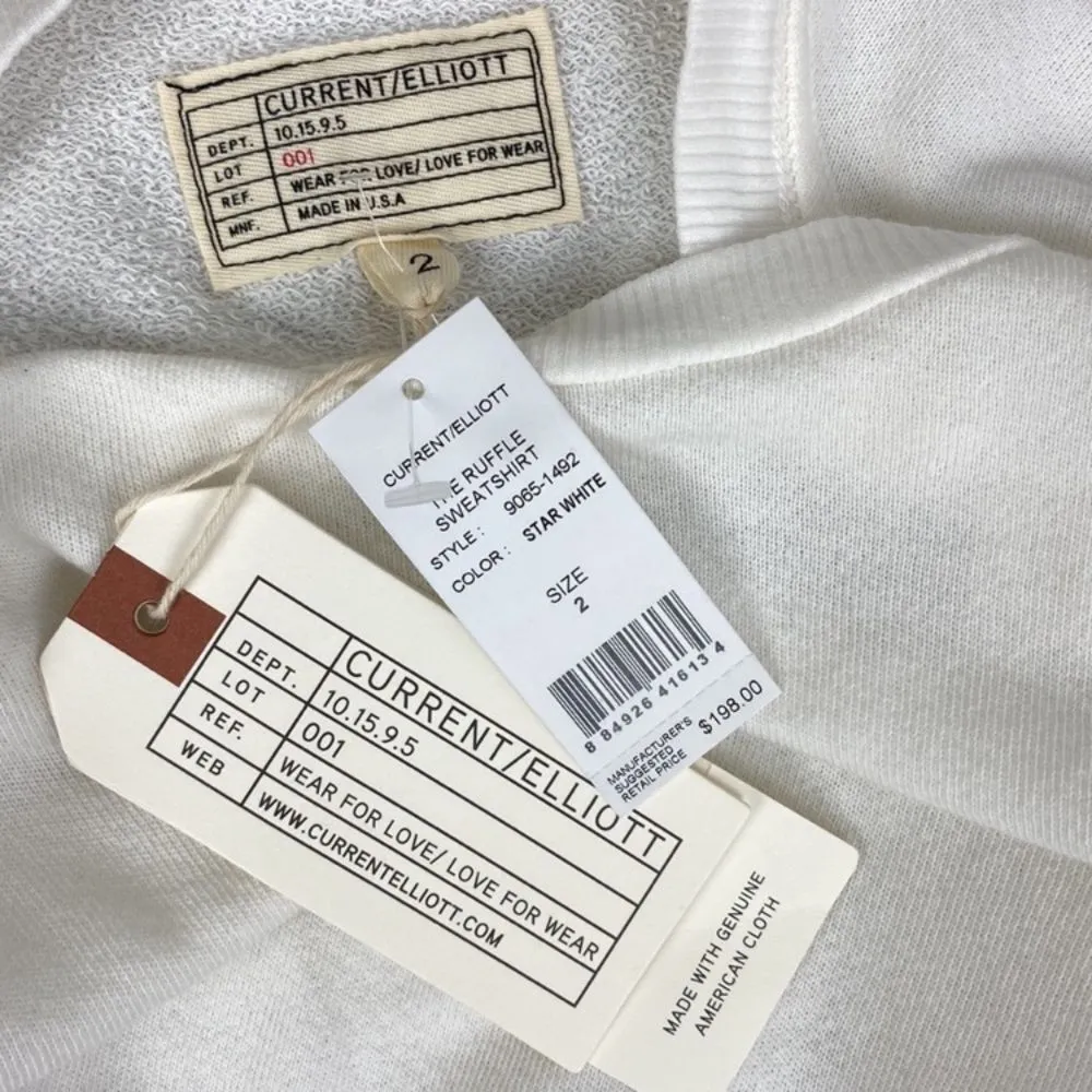 Current Elliot White The Ruffle Shoulder Long Sleeve Sweatshirt 2 S New - Image 11