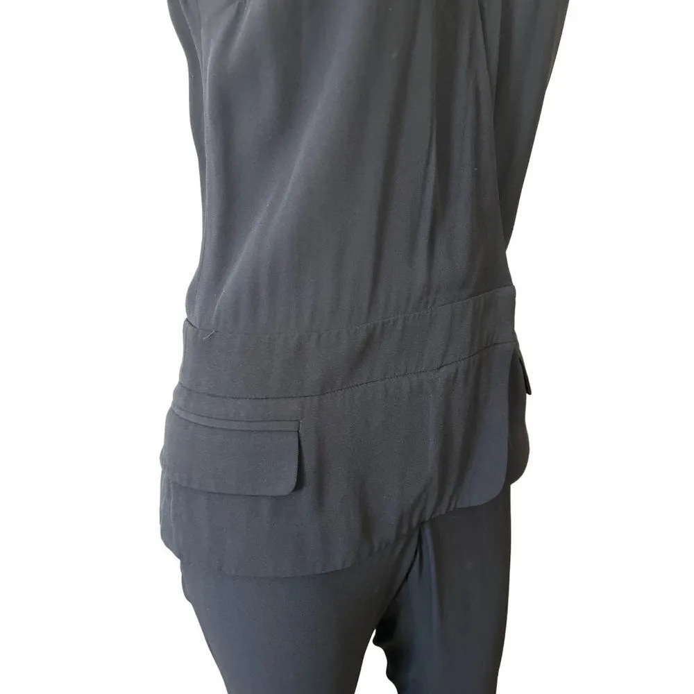 A.L.C. Sleeveless tuxedo Black Vneck wrap style Blazer Jumpsuit pantsuit XS - Image 15