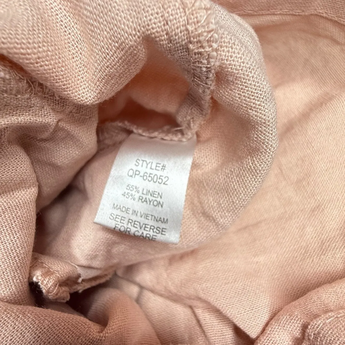 Zenana Linen Blend Shorts Womens Medium Pink Blush Pull On Tie Front Cuffed Hem - Image 4