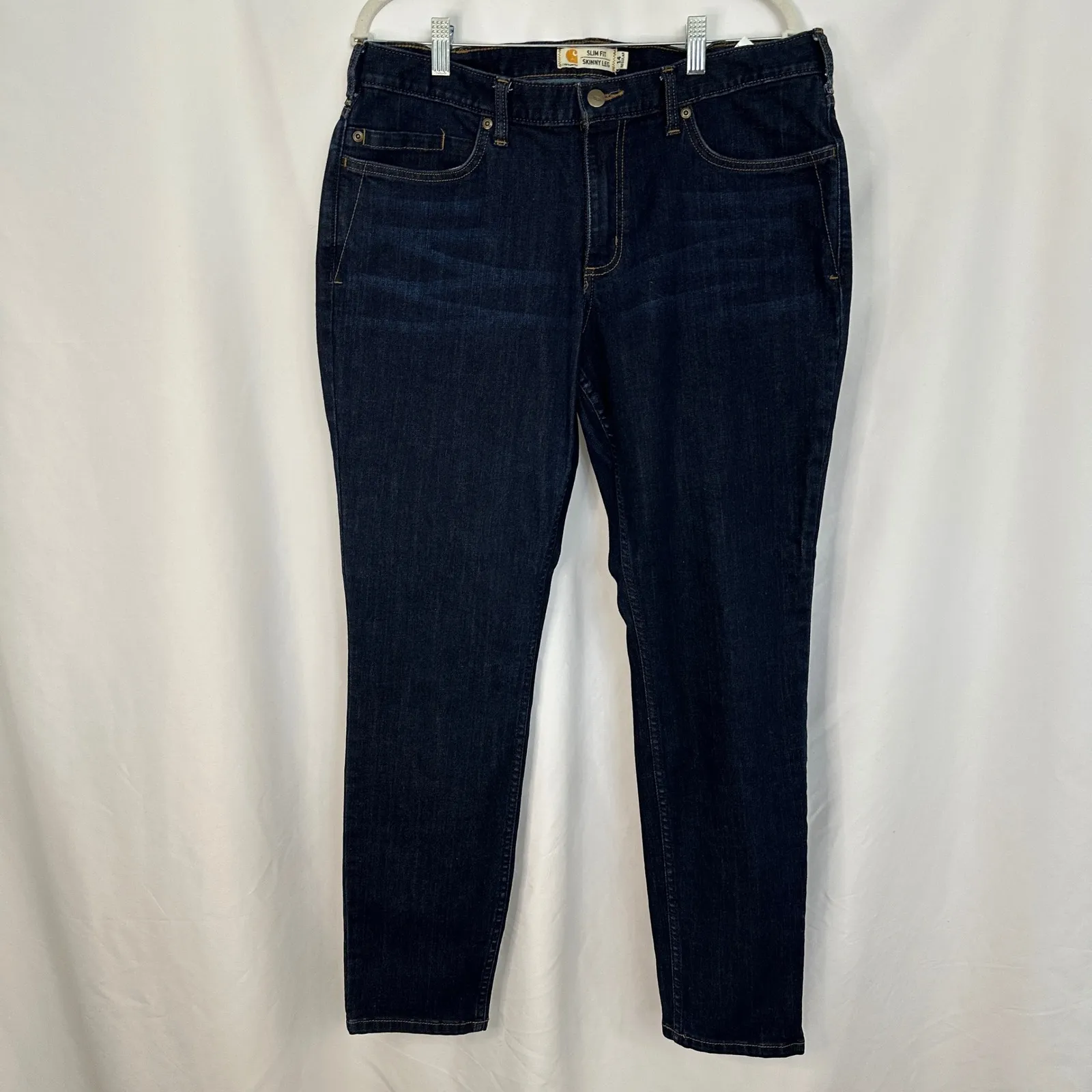 Carhartt Slim Fit Skinny‎ Leg Dark Wash Denim Jeans Womens Size 14 Regular - Image 2