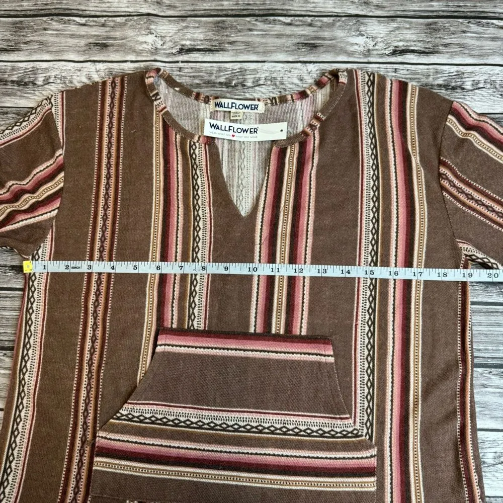 WallFlower Womens Aztec Knit Long Sleeve Shirt Brown Black Tan Pink M Med Medium - Image 11