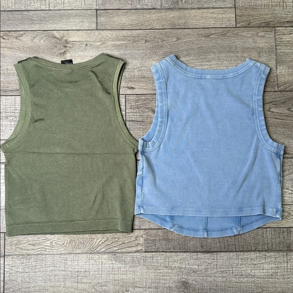 Express Tops - Light Blue and Olive Green - Image 2