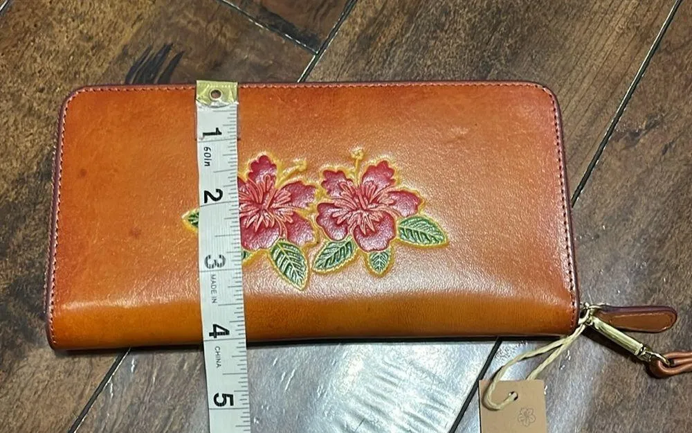 Floral Wristlet Hawaii Hibiscus Flower Embossed Leather Wallet Tropical NWT - Image 8