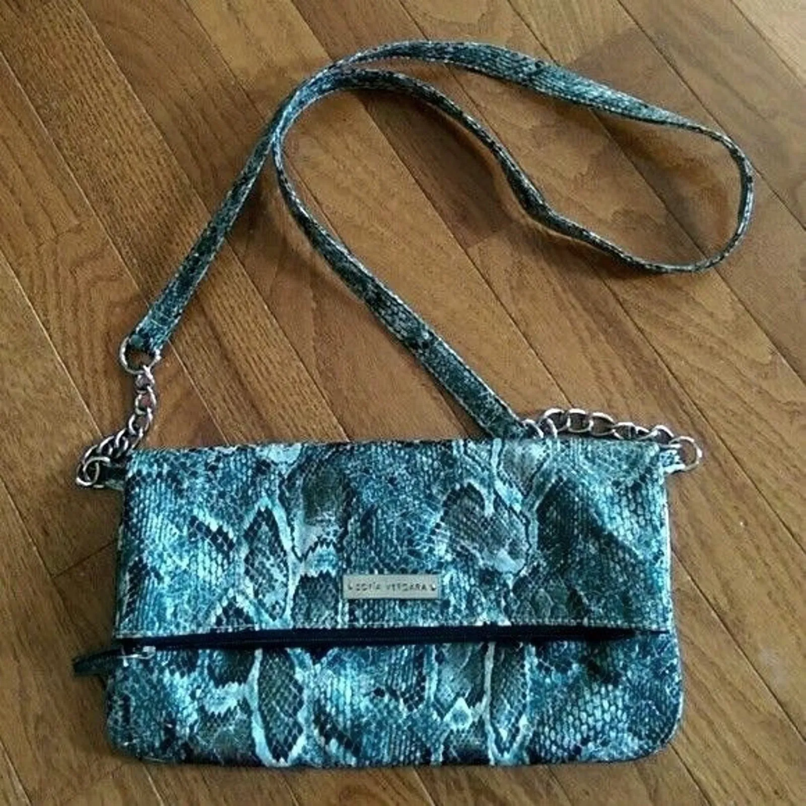 Sofia Vergara Purse Faux Snakeskin Fold Over Shoulder Bag / Handbag - Image 1