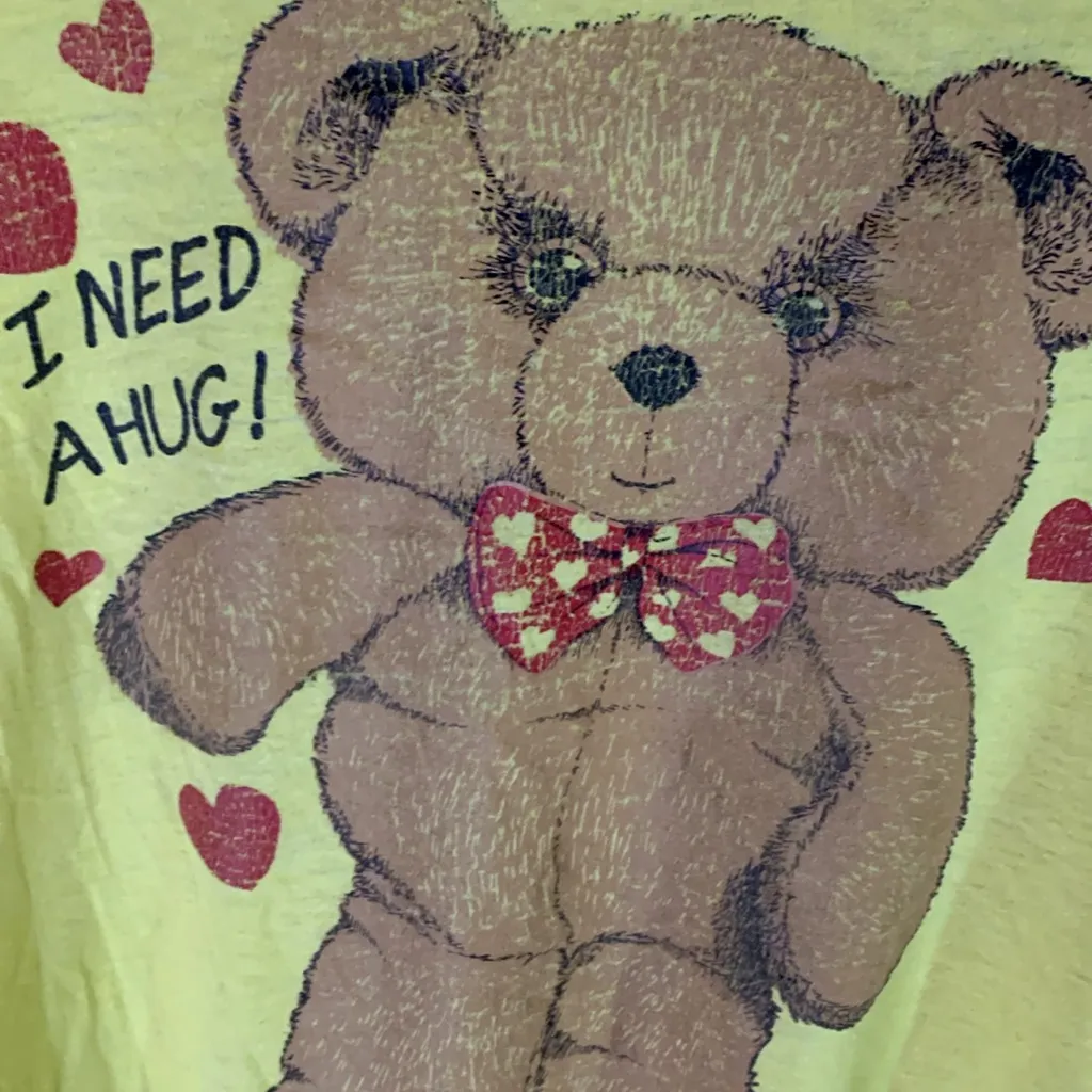 Vintage Yellow I Need a Hug Teddy Bear Tee Size M Size M - Image 2