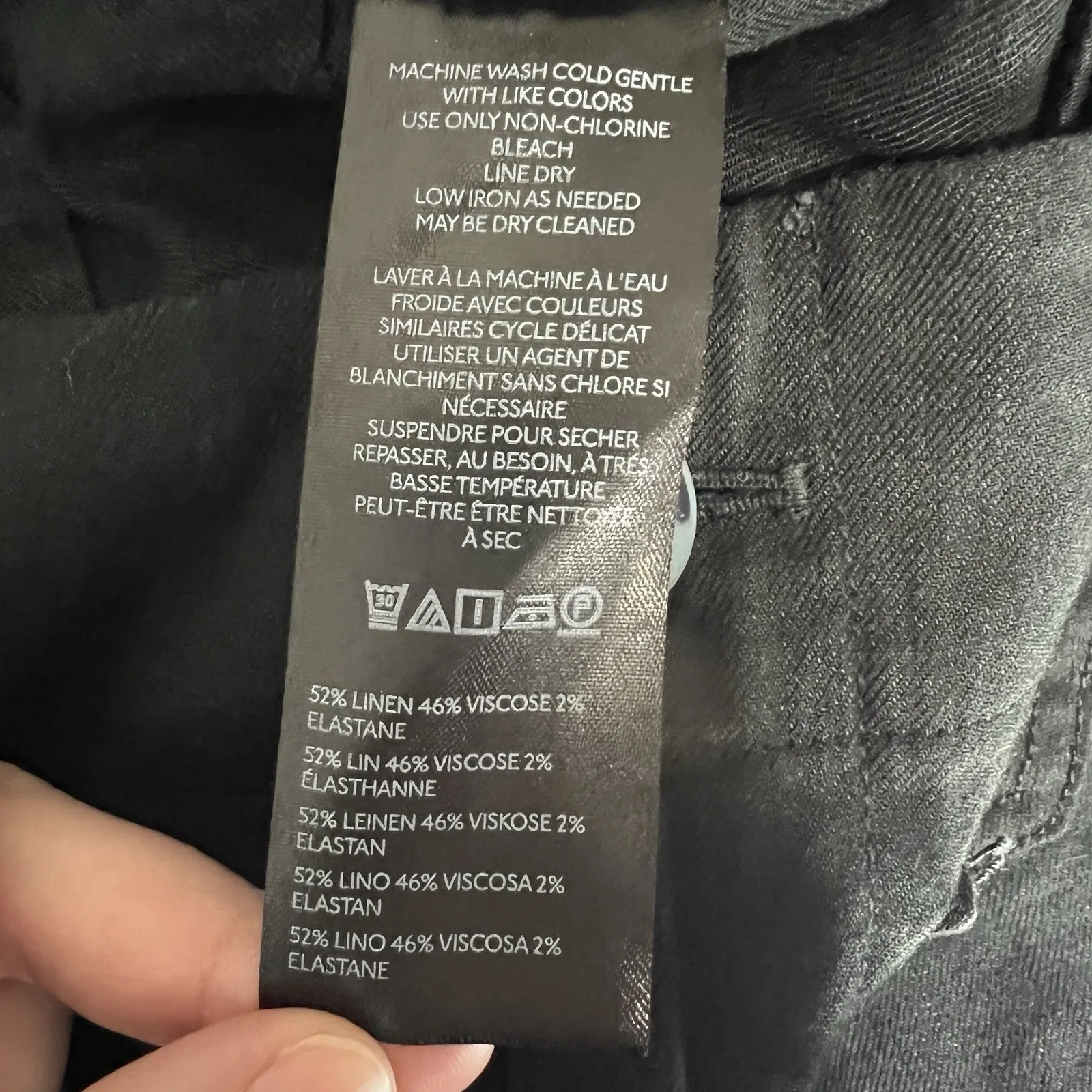 Anthropologie Maeve Colette Cropped Wide Leg Pants Linen Blend Black Size 25 - Image 10