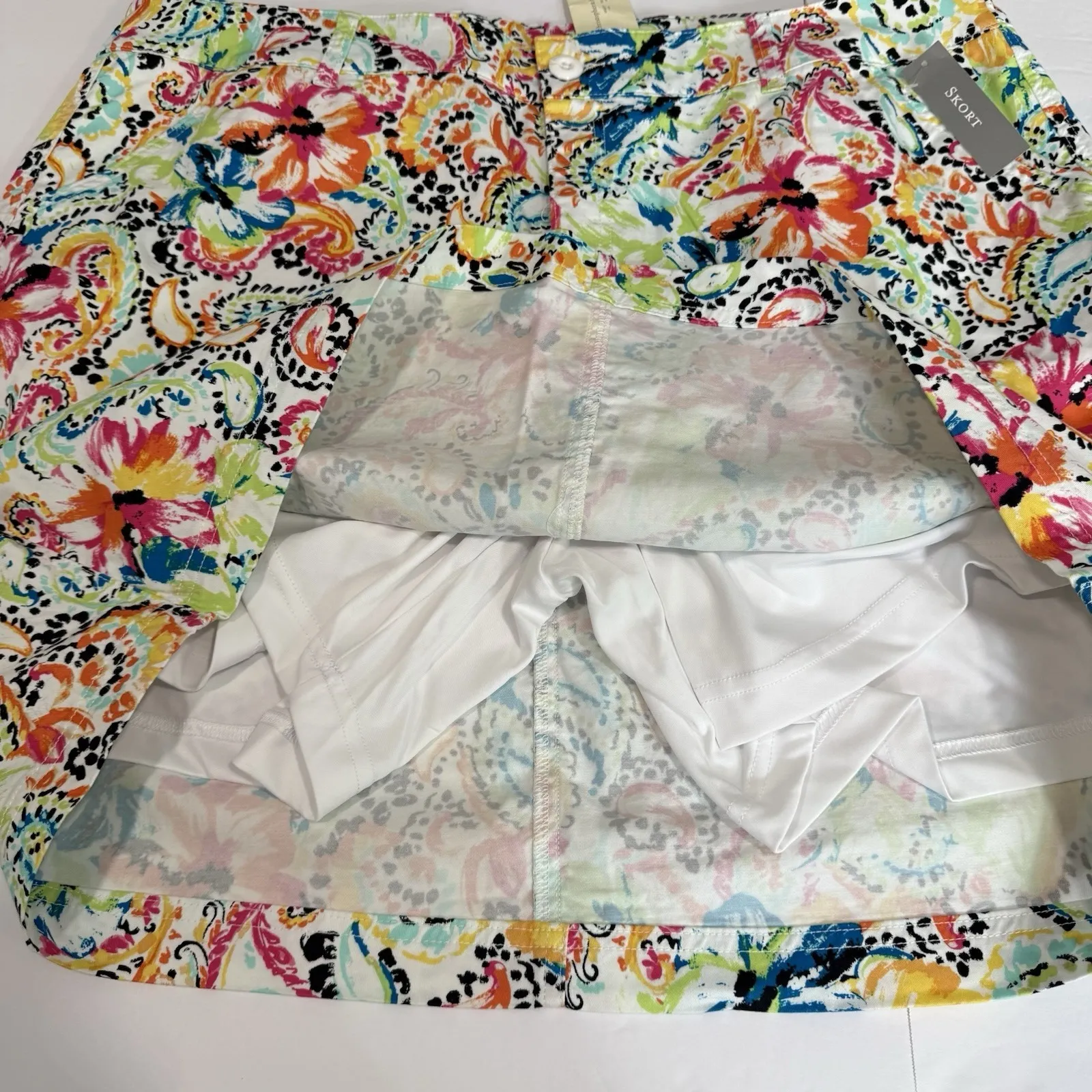 NWT CJ Banks Colorful Tropical Floral Paisley Skort Size 22W Pockets - Image 8