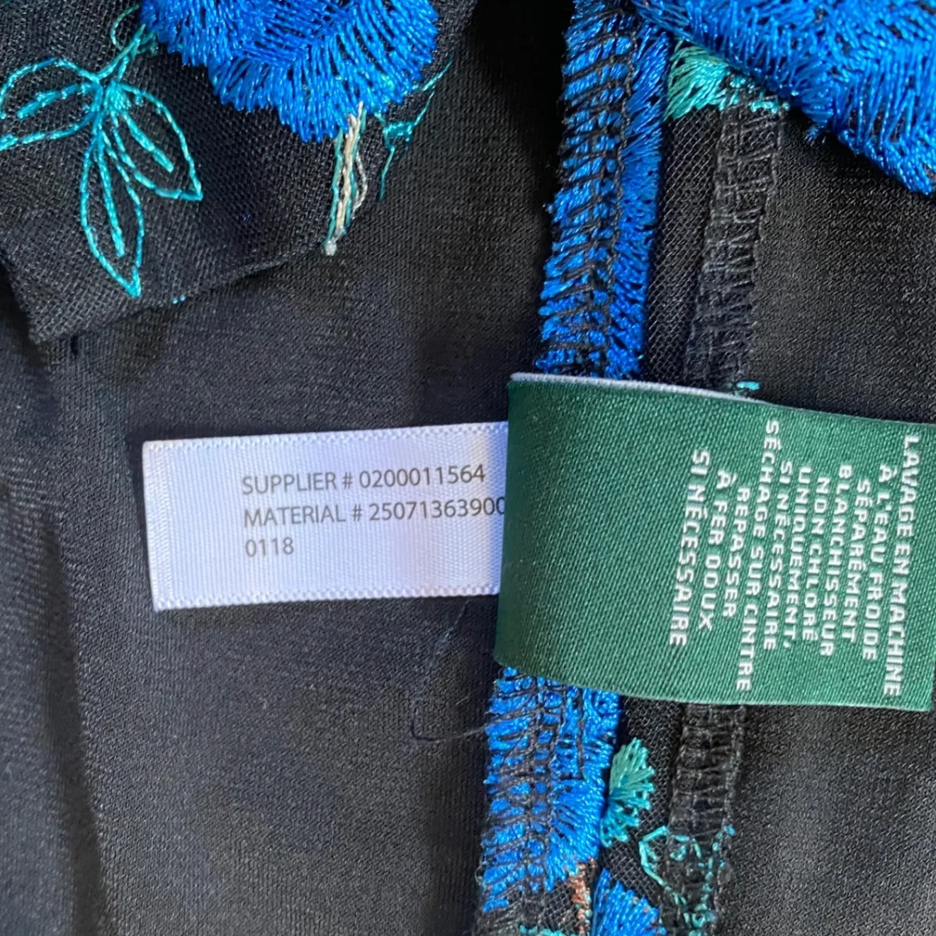 Lauren Ralph Lauren Black/Blue Floral-Embroidered Stretch Mesh Ruched Dress -‎ 0 - Image 8