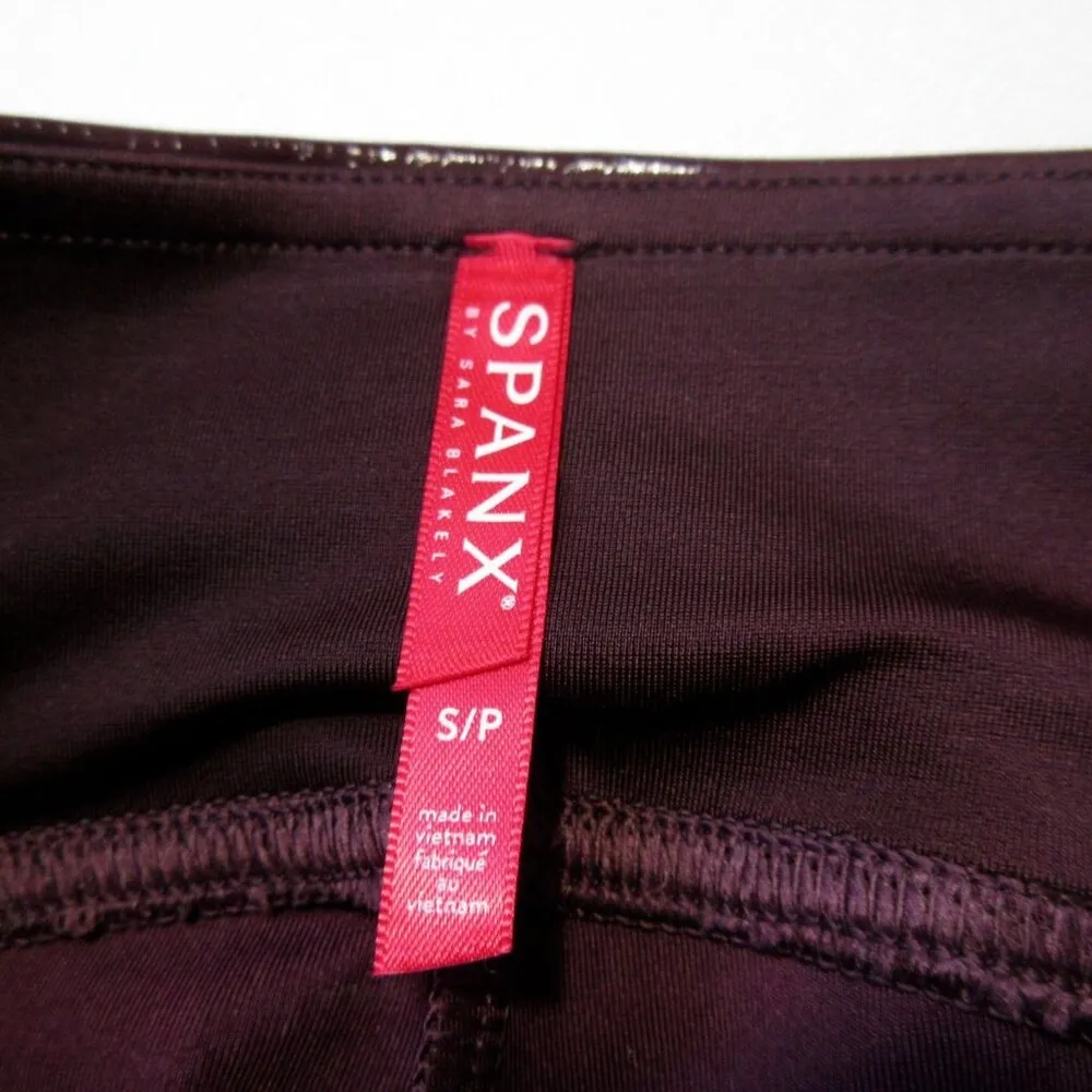 NWT SPANX 20301R Faux Patent Leather Leggings in Ruby Glossy S - Image 4