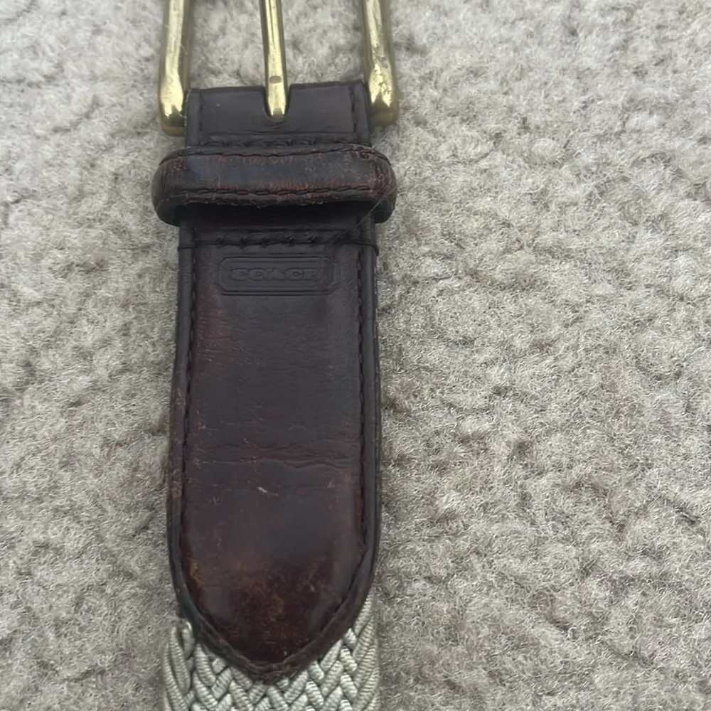 Vintage COACH Belt Genuine Leather & Canvas Men’s Belt 3771 Tan Size 38 - Image 3