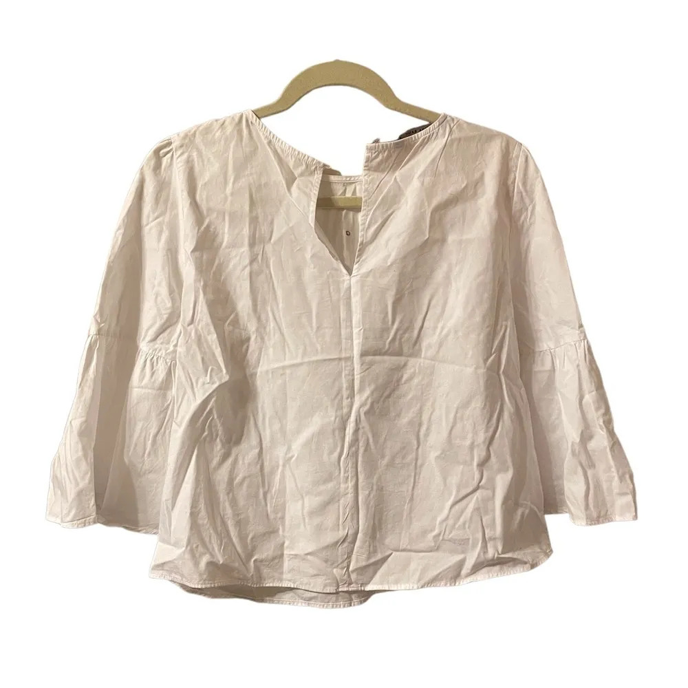 ZARA FAUX PEARL POPLIN BLOUSE - Image 3