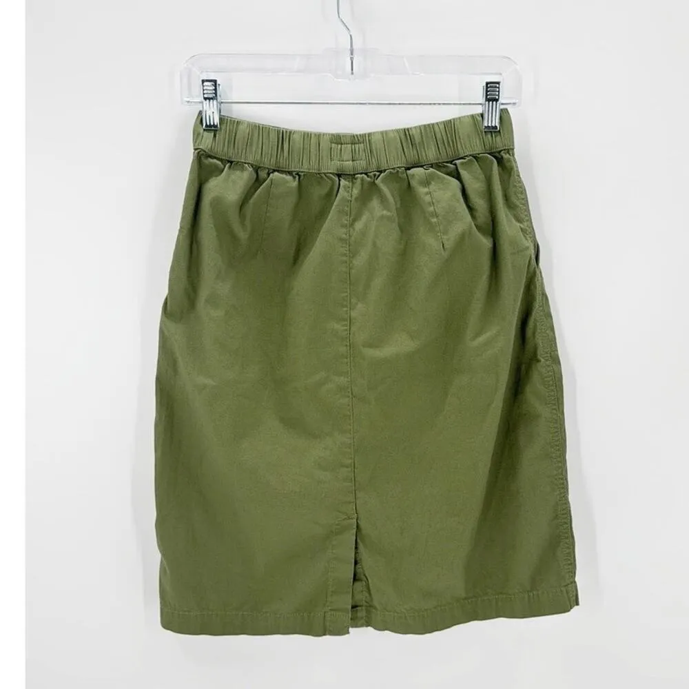 Pact organic cotton Dauly Twill olive green skirt size S pockets minimalist chic - Image 2