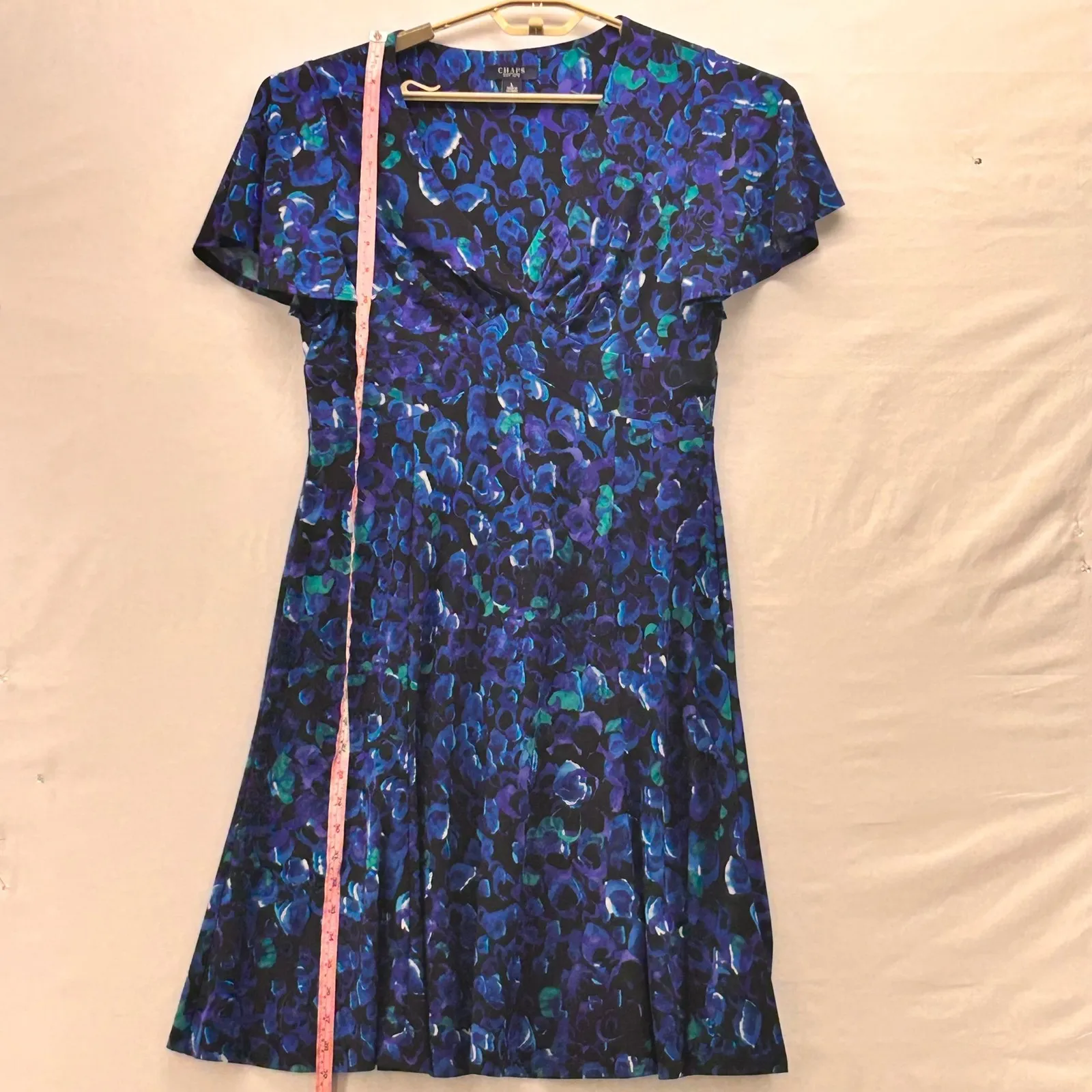 Chaps Floral Midi Dress Blue Large - Image 11