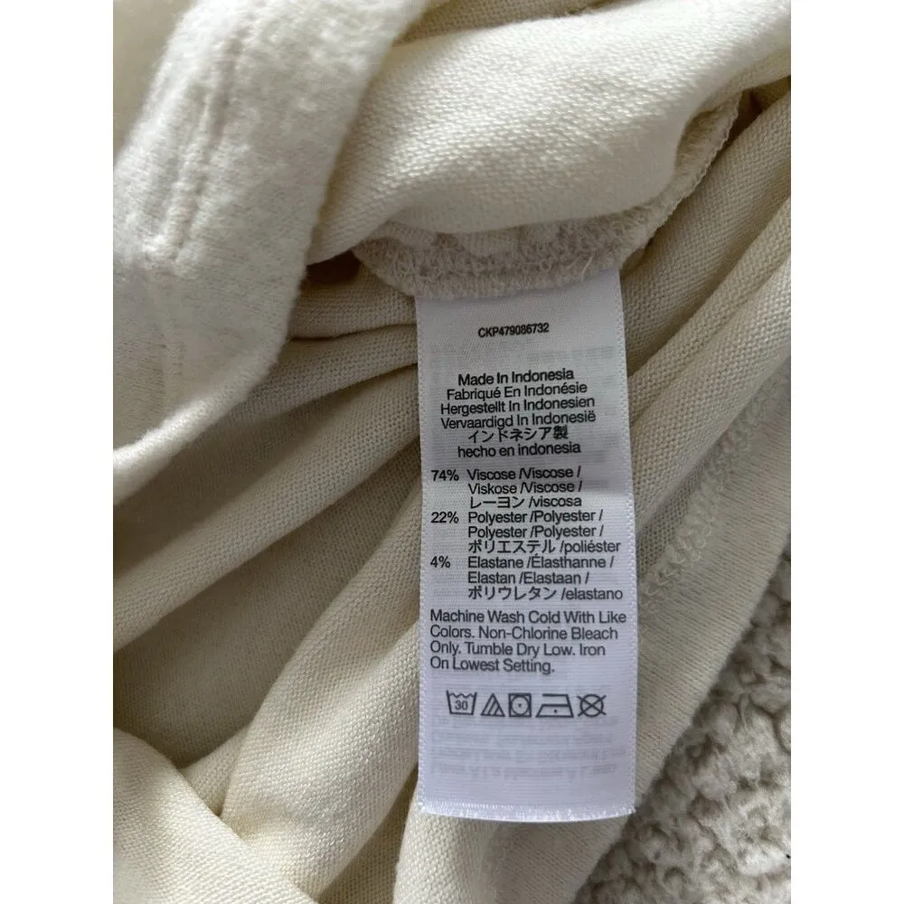 Madewell Woman Side Gather Long Sleeve Top in Ivory Crewneck T-shirt Size XS - Image 4