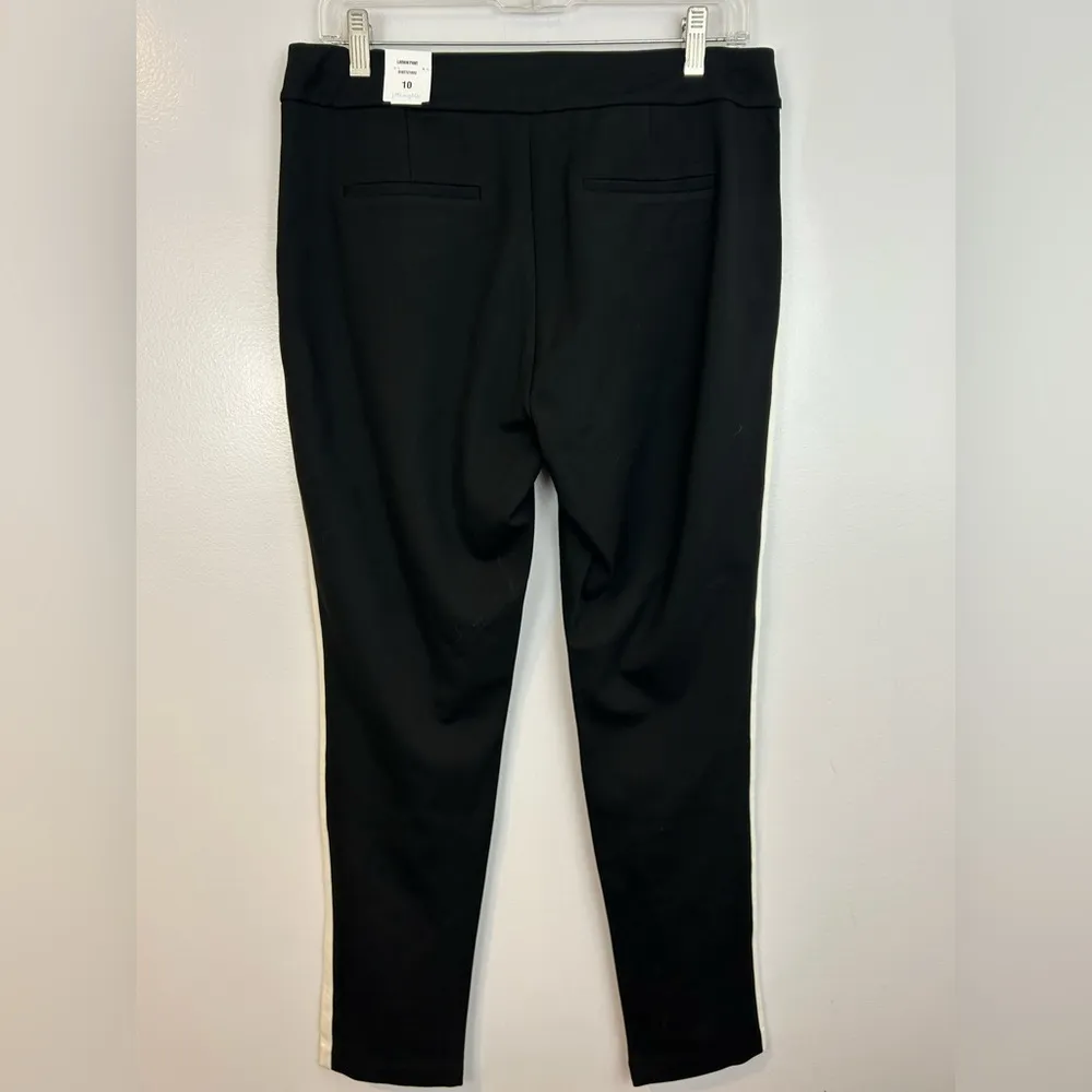 NWT J. Mclaughlin Larkin Black/White Stipe Tuxedo Pull On Pants Size 10 - Image 6