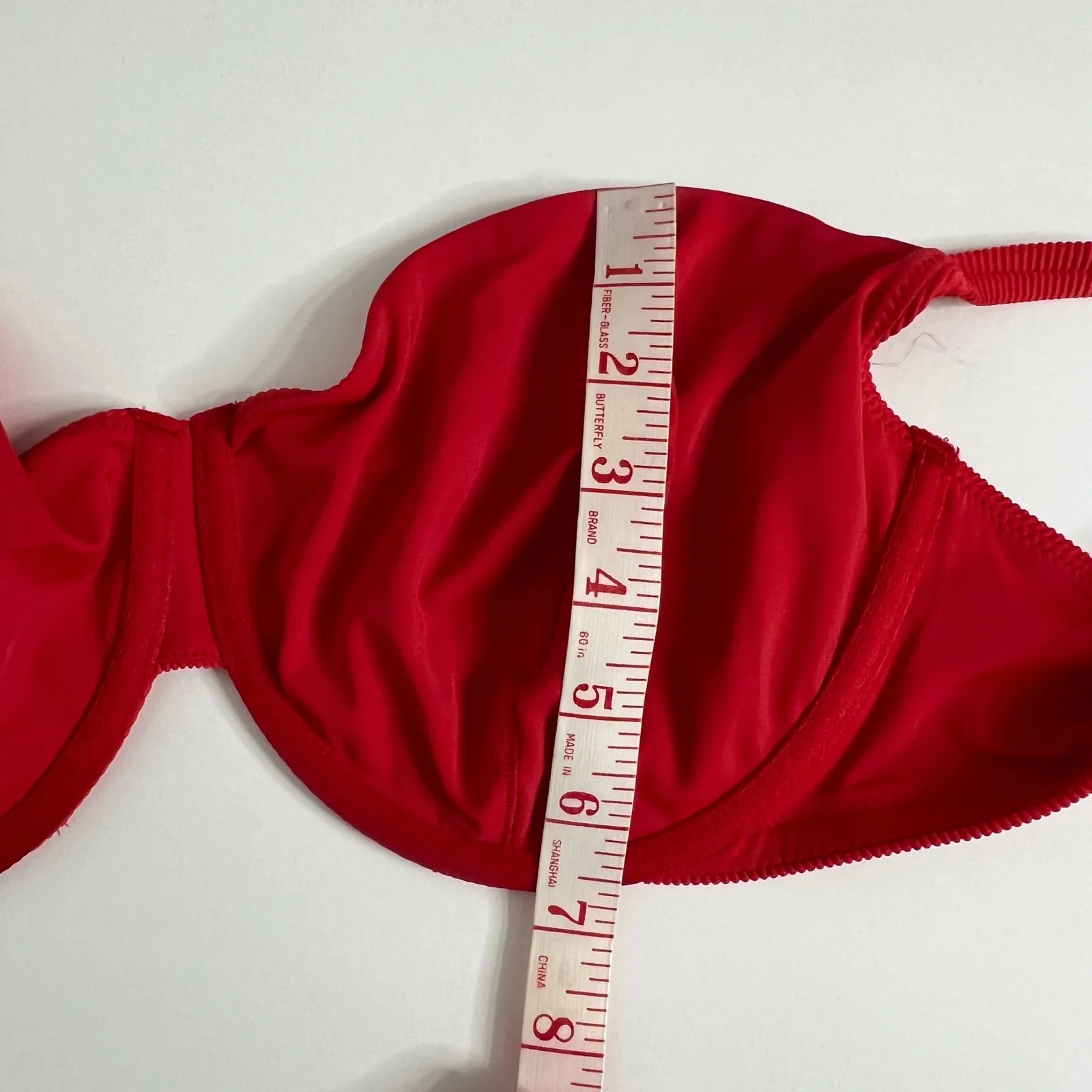 Abercrombie & Fitch Curve Love Red Ribbed Bikini Top Underwire Size Large - Image 8