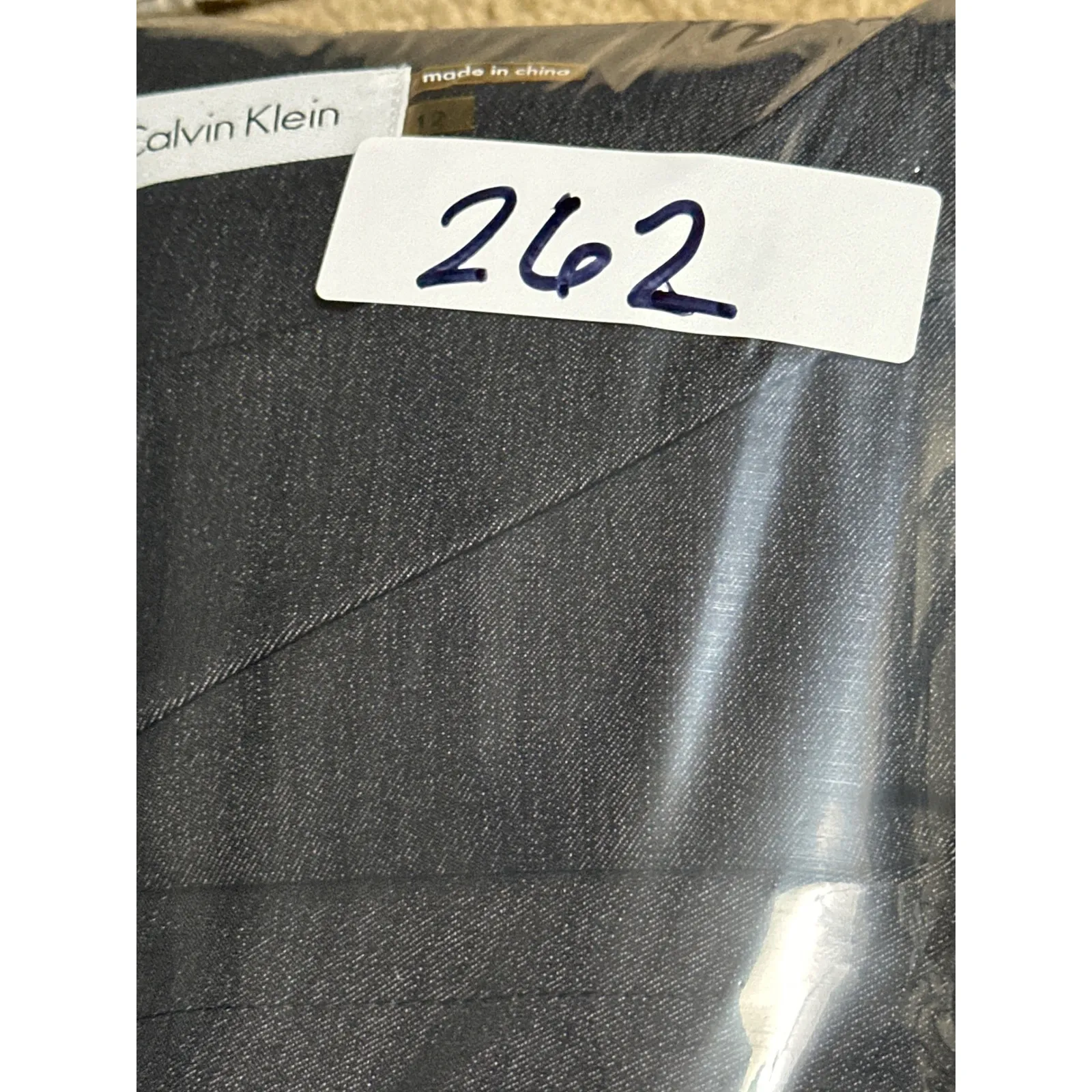 Calvin Klein Sheath Dress Charcoal Gray Tiered Ruffle Sleeveless Business Sz 12 - Image 5