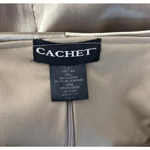 Cachet Vintage Style Champagne Gold Rosette Evening Gown Prom Formal Gala Midi 4 - Image 10