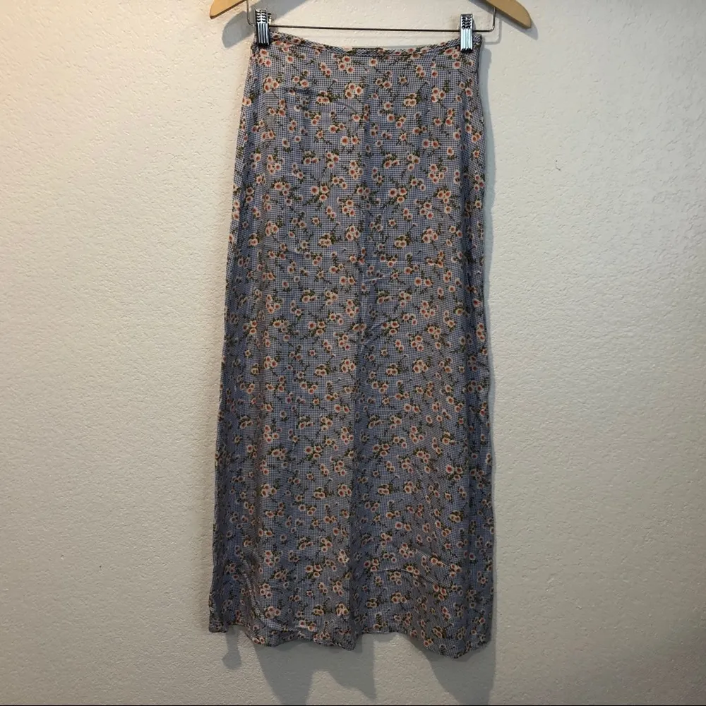 VTG 90s/00s BRENTWOOD Gingham Floral Maxi Skirt - Image 2
