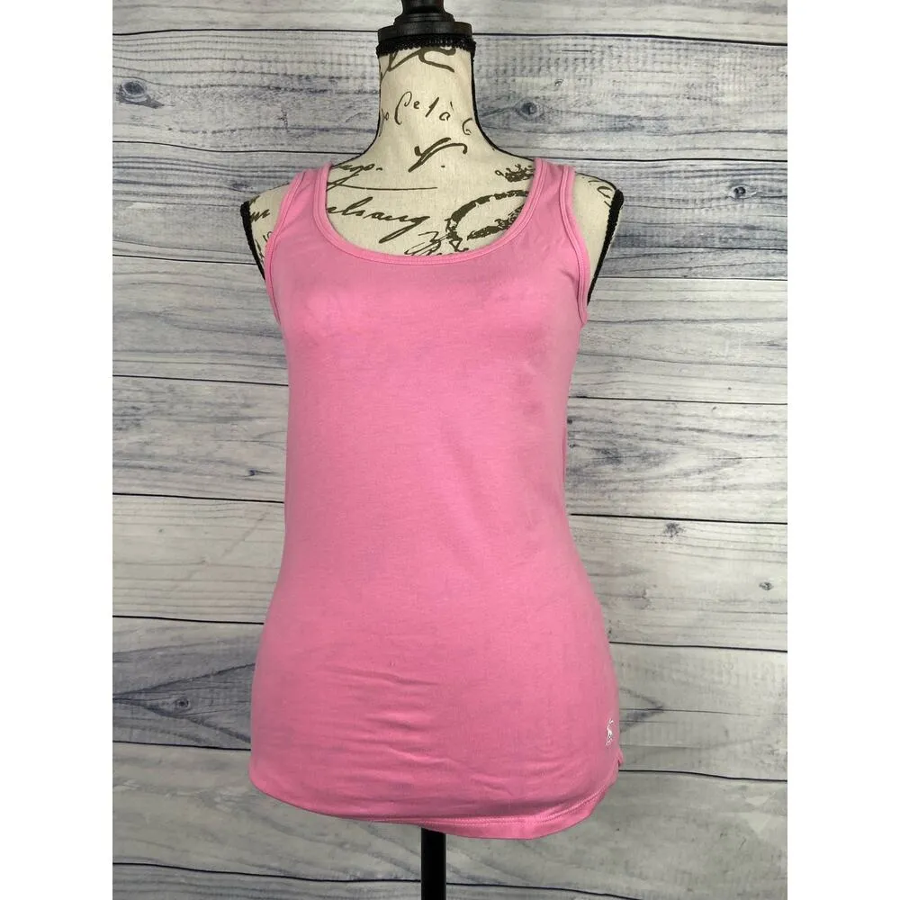 Joules Sleeveless Cotton Scoop Tank Top Women 2 Mimi Pink Bunny Logo Stretch - Image 3