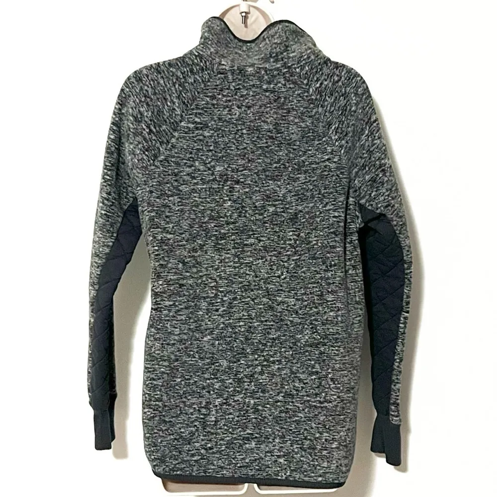 Abercrombie & Fitch Fleece Gray Quilted Mock Snap Neck Long Sleeve Pullover M - Image 3