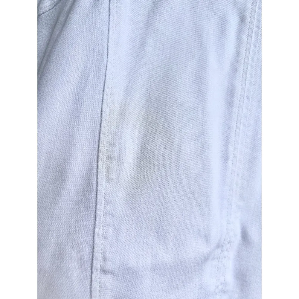 Helmut Lang 3/4 Sleeve Asymmetrical Zip Denim Moto Jacket White Women's Small - Image 8