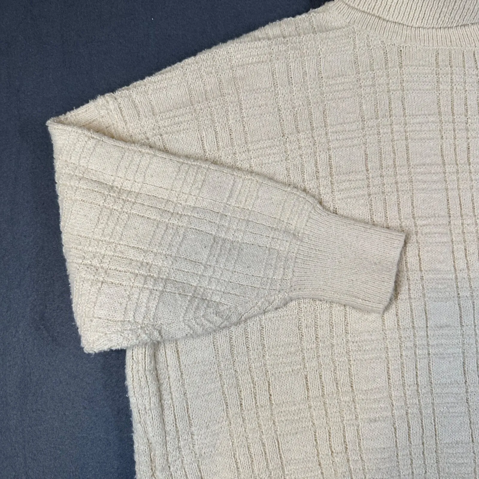 Lucky Brand Oversized Sweater Womens Medium Ivory Pullover Turtleneck Split Hem - Image 3