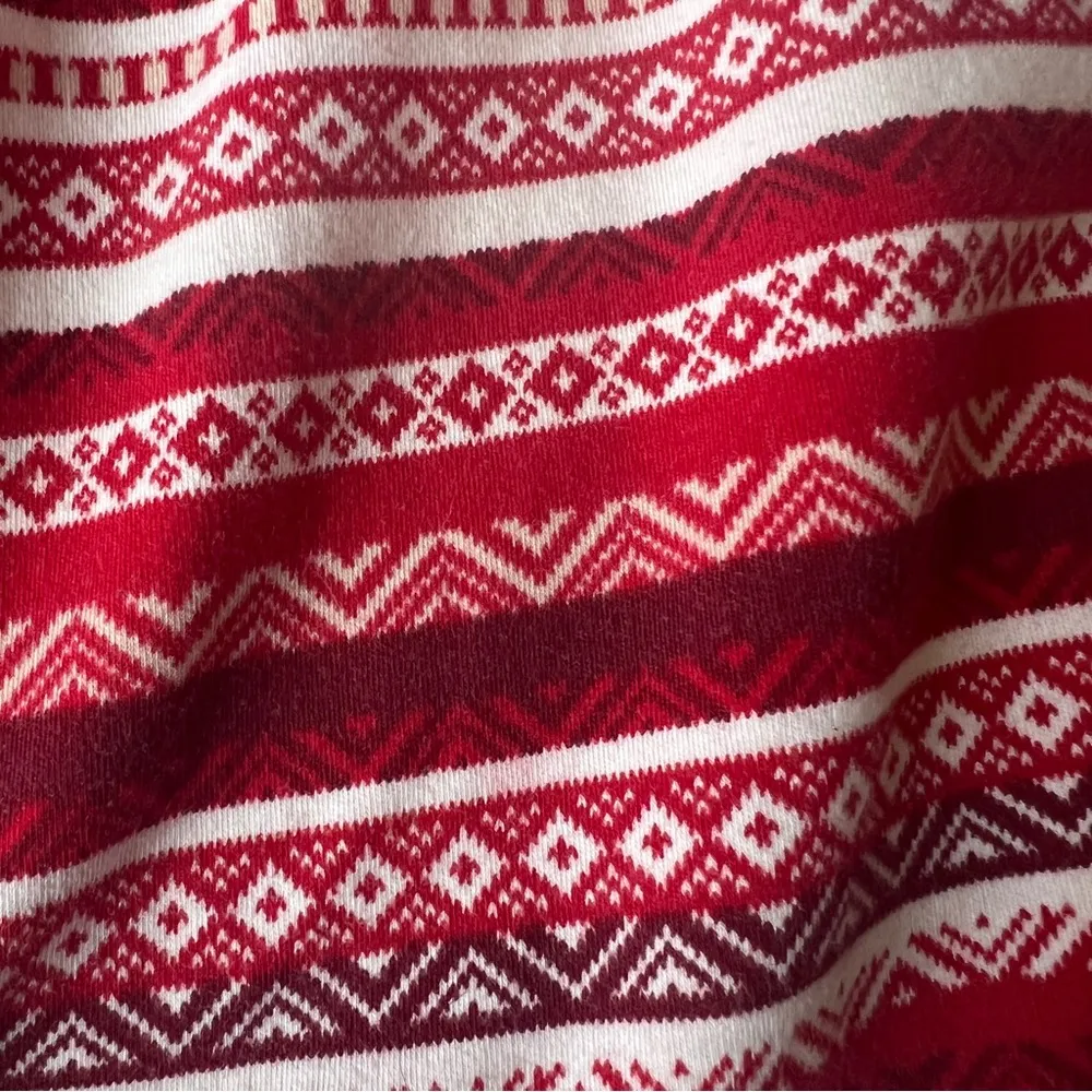 Lands End Fair Isle Red and White Ski Sweater Size MP Mock Turtleneck Winter P9 - Image 6