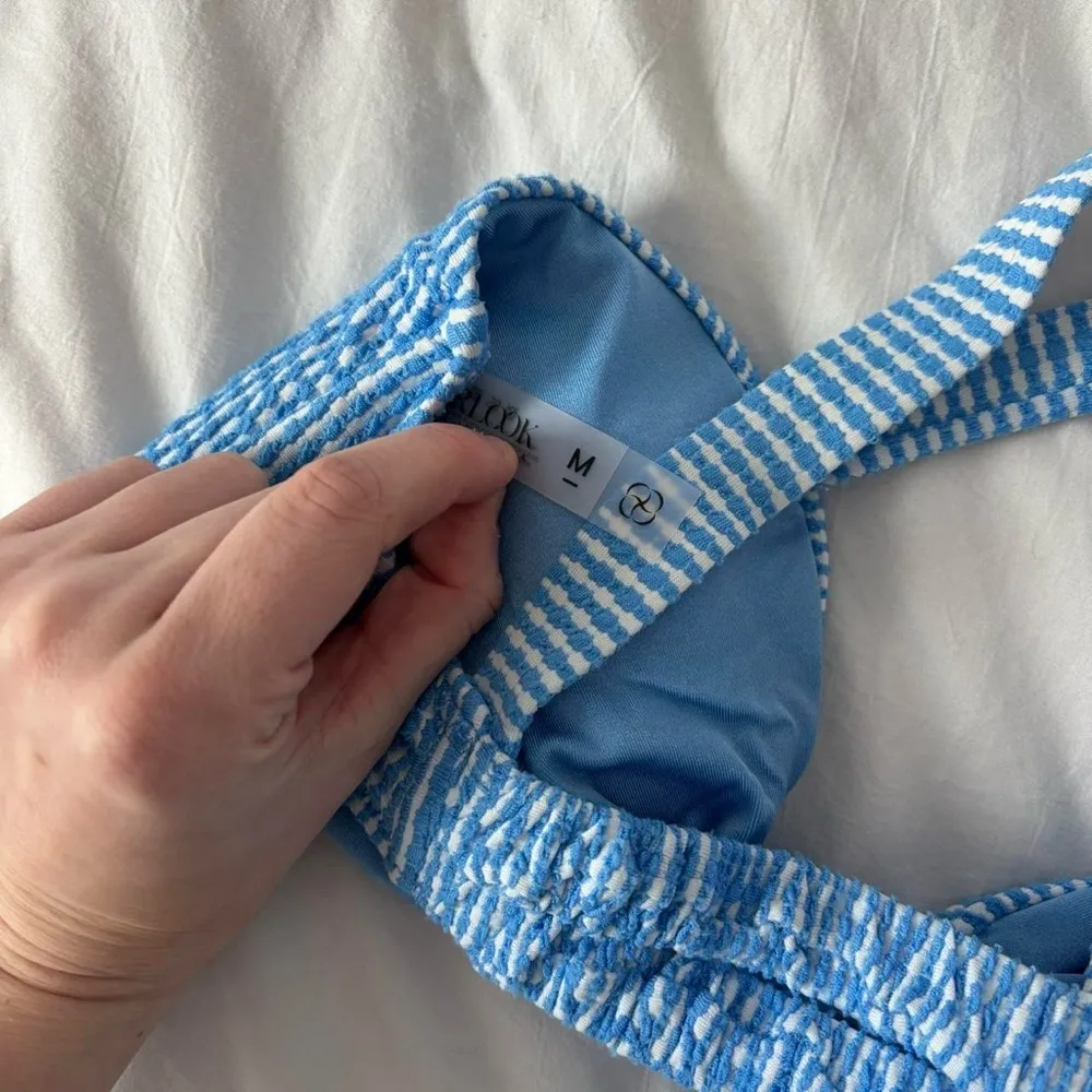 Berlook Blue Gingham Women's Swimwear Bikini Set Size Top Medium / Bottoms Small - Image 7