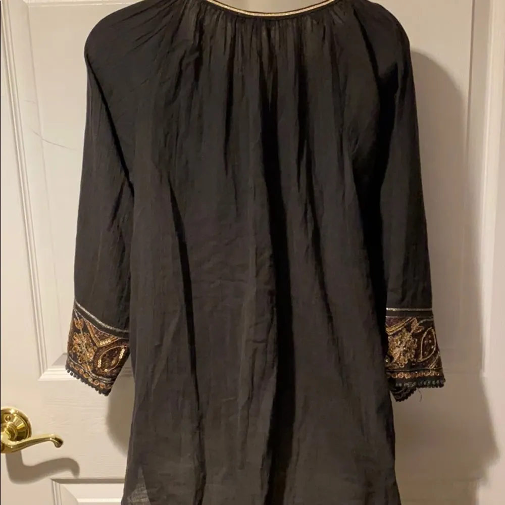 Calypso St Barth Alna Gauze Top S Gold embroidery - Image 11