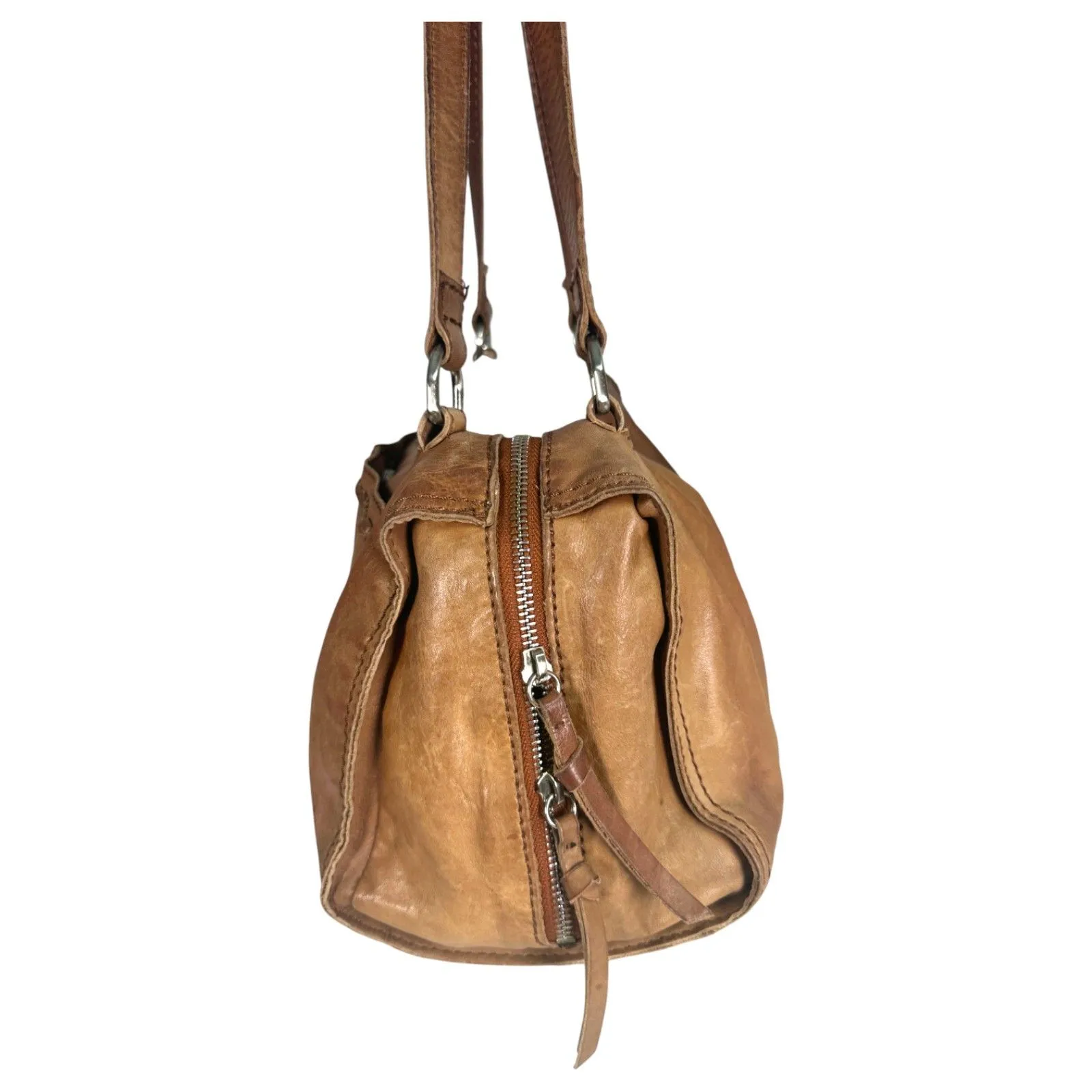 Hobo International Brown Leather Fringe Western Braid Shoulder Bag Purse - Image 9