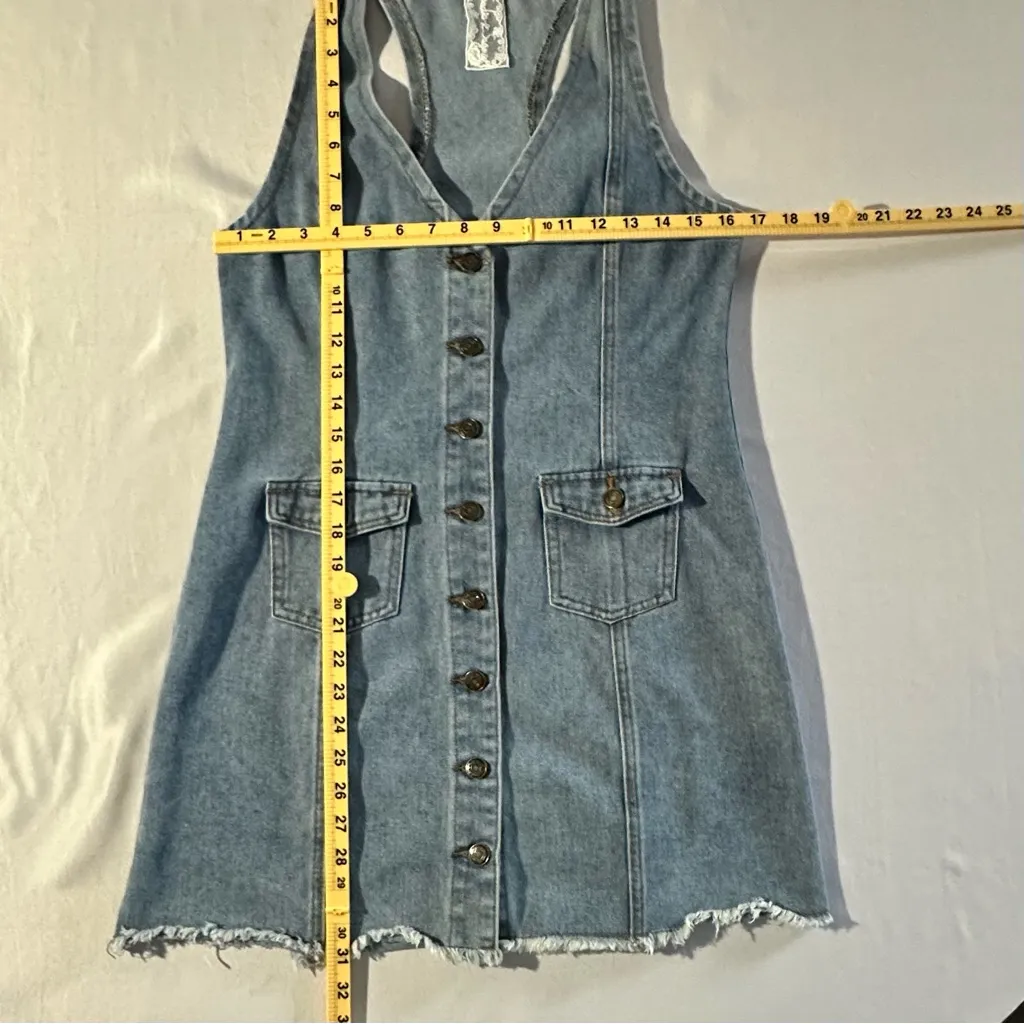 Sadie & Sage Denim Button Down Mini Dress, Size Medium Blue - Image 8