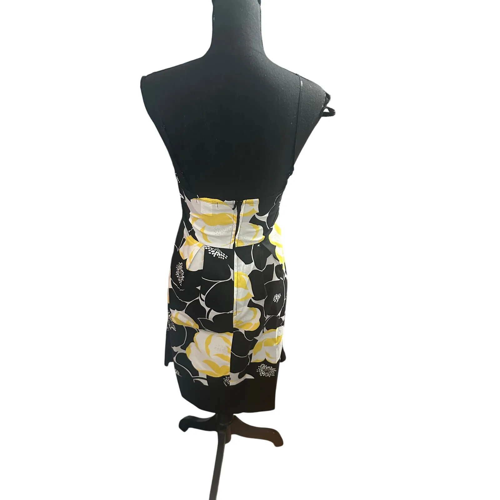 Vintage Y2K Three Hearts Black & Yellow Floral Sundress - Image 5