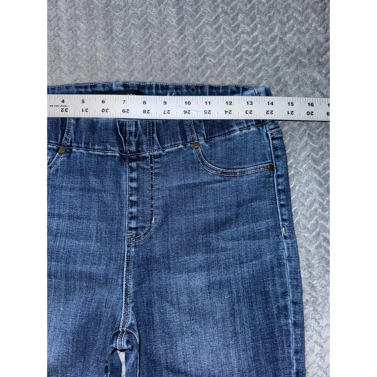 Liverpool Skinny Crop Pull-On Jeans Dark Wash Denim Comfort Stretch Size 6 - Image 7