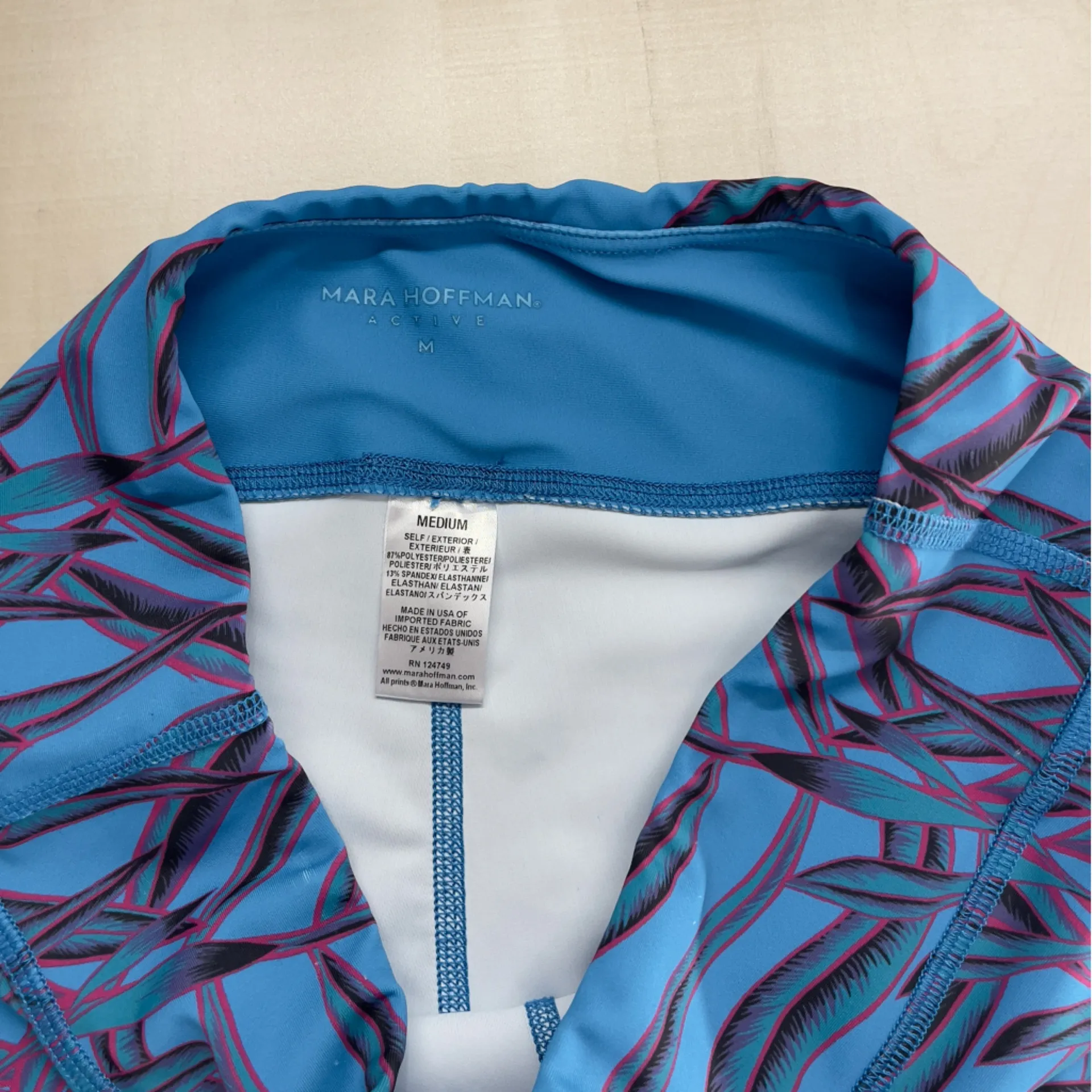 MARA HOFFMAN ACTIVE blue workout floral printed yoga leggings M lotus - Image 4