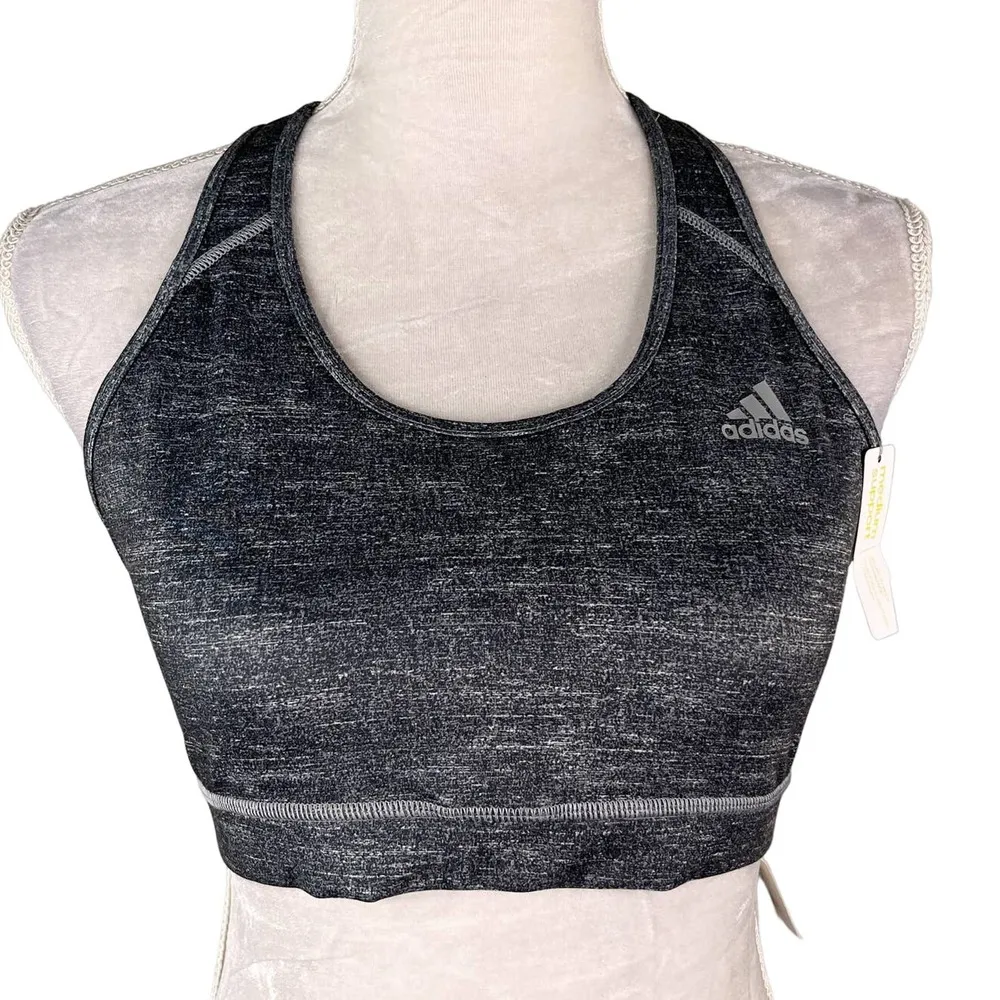 Adidas Sports Bra Large Heather Gray Medium Support New - Image 12
