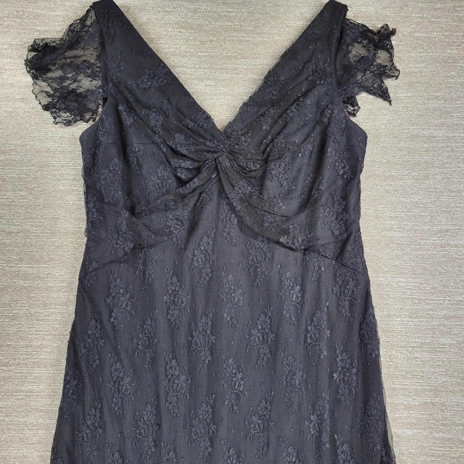 Watters & Watters Lace Formal Dress Womens 18 Black Bridal Whimsical Witchy Gown - Image 5