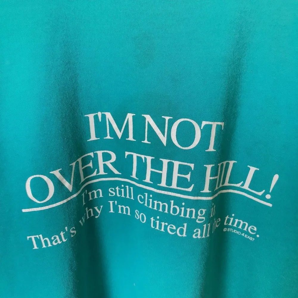 90s Vintage Distressed I'm Not Over The Hill T Shirt Single Stitch Funny Humor Size XL - Image 7