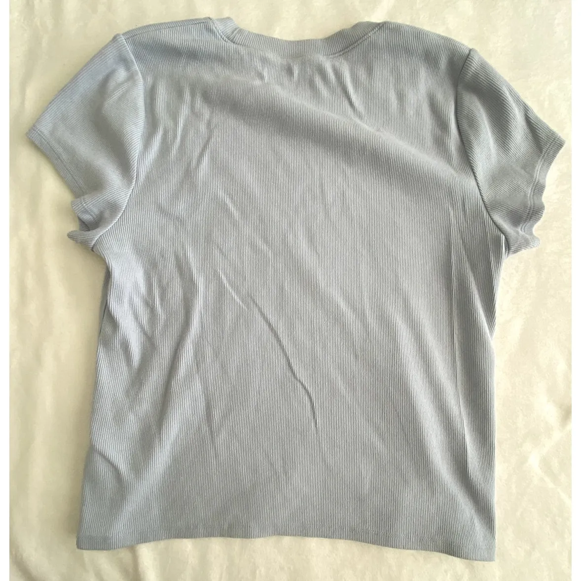 Womens Abercrombie & Fitch High The Ribbed Tee  Baby Blue Size XL - Image 3