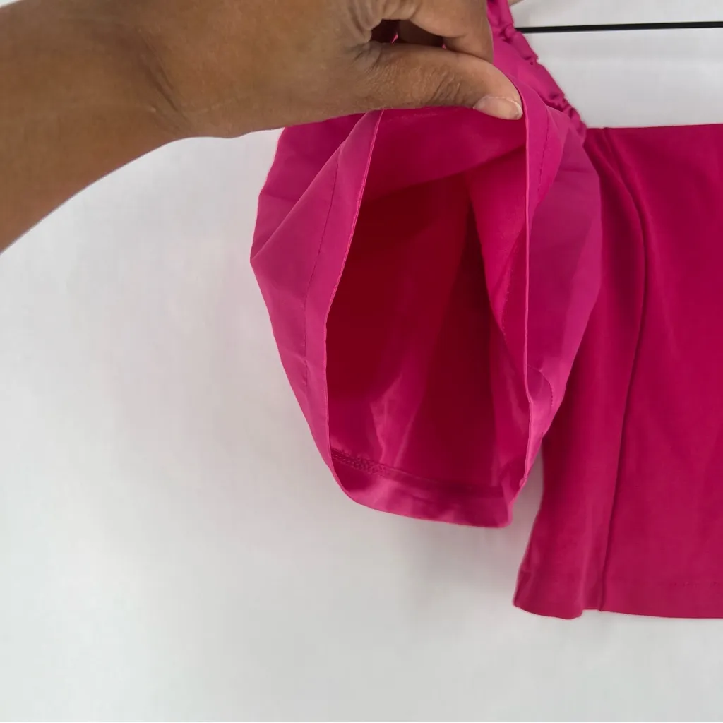 AEL Amy‎ Enjoy Life Square Neck Puff Sleeve Crop Top Pink NWT Size XS - Image 4